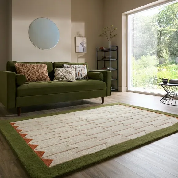 Mara Chevron Border Wool Rug 1