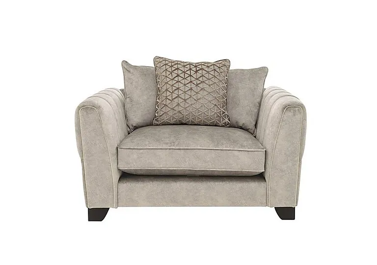 Mariah Scatter Back Fabric Snuggler Chair with Brass Insert - Dapple Cream with Brass Insert