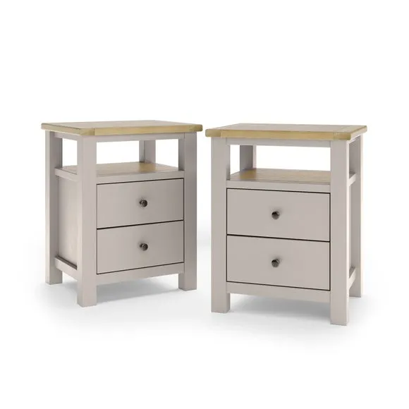 Olney Set of 2 Stone 2 Drawer Bedside Tables