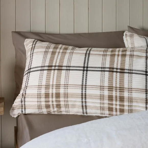 Catherine Lansfield Cosy Ribbed Check Duvet Cover & Pillowcase Set 3