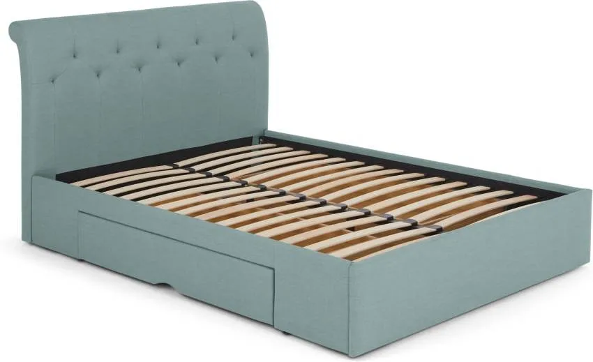 Linnell King Size Bed with Drawer Storage, Bondi Blue Weave
