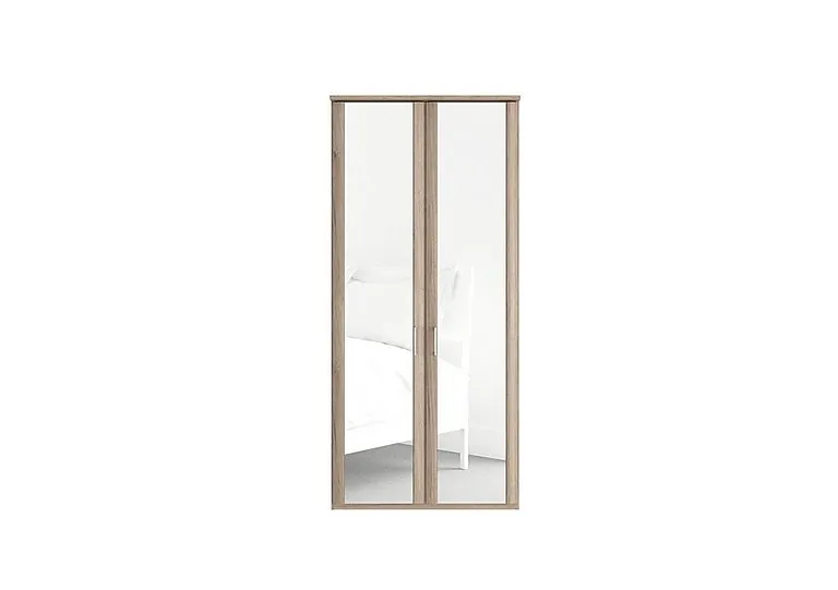 Oxford 2 Door Hinged Wardrobe with Mirrors - Holm Oak