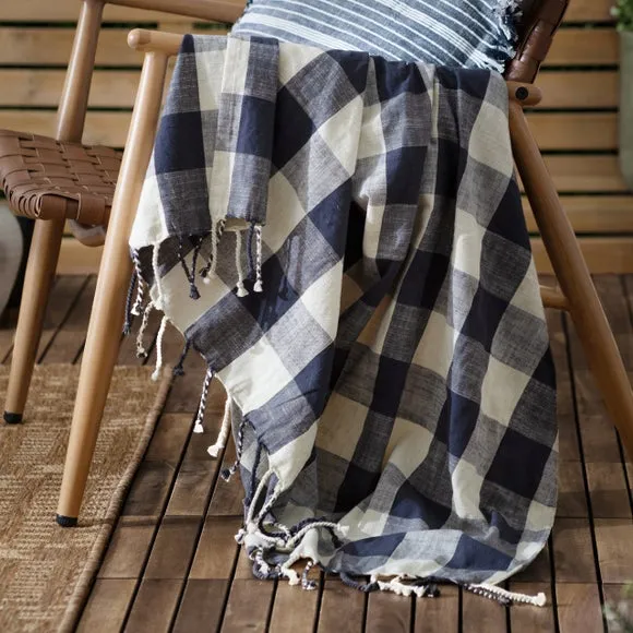 Yard Chesil Check Cotton Throw Blanket 130cm x 170cm