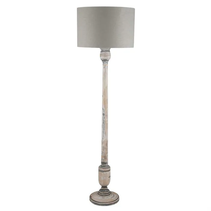 Mango Wood Floor Lamp, Grey and Whitewash
