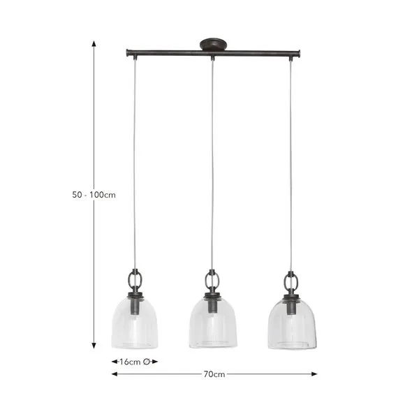 Alba Industrial 3 Light Diner Ceiling Light 6