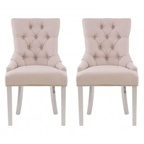 Mintaka Natural Velvet Upholstered Dining Chairs In Pair