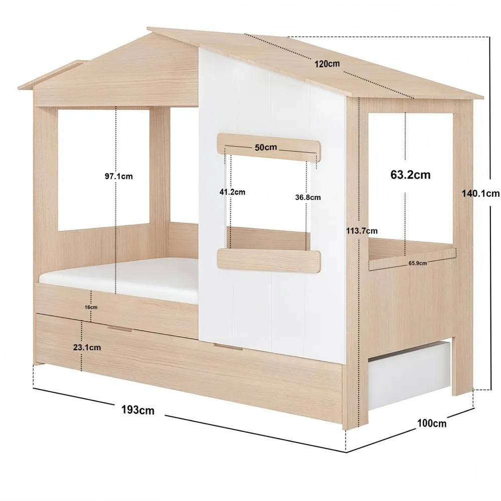 Flair Dreamland House Bed with Trundle in Light Oak 6