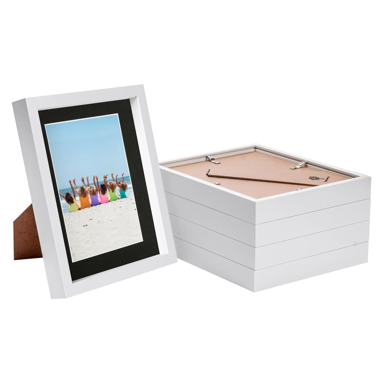 Nicola Spring 8x10" White 3D Box Photo Frames 5x7" - x5 in Black