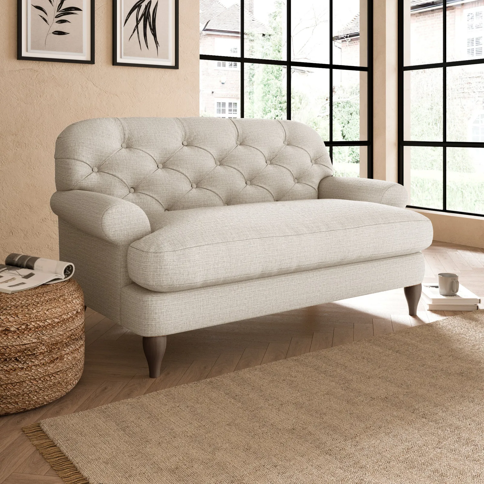 Canterbury Slub Cotton Blend Snuggle Chair Slub Cotton Sandstone