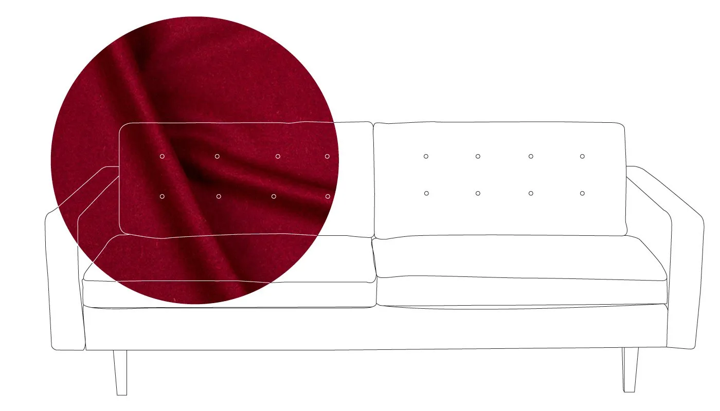 Heal's Hepburn 4 Seater Sofa St Moritz Wool Red Natural Feet