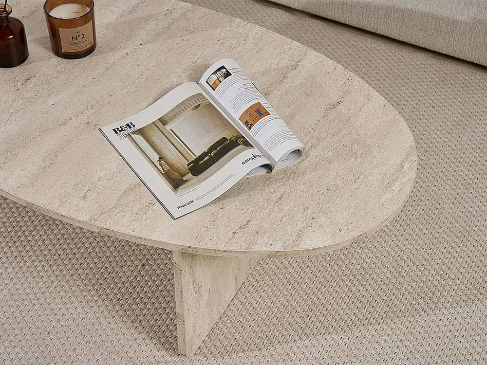 Vente-unique Coffee Table - Travertine Effect - ISENORA in Beige 5