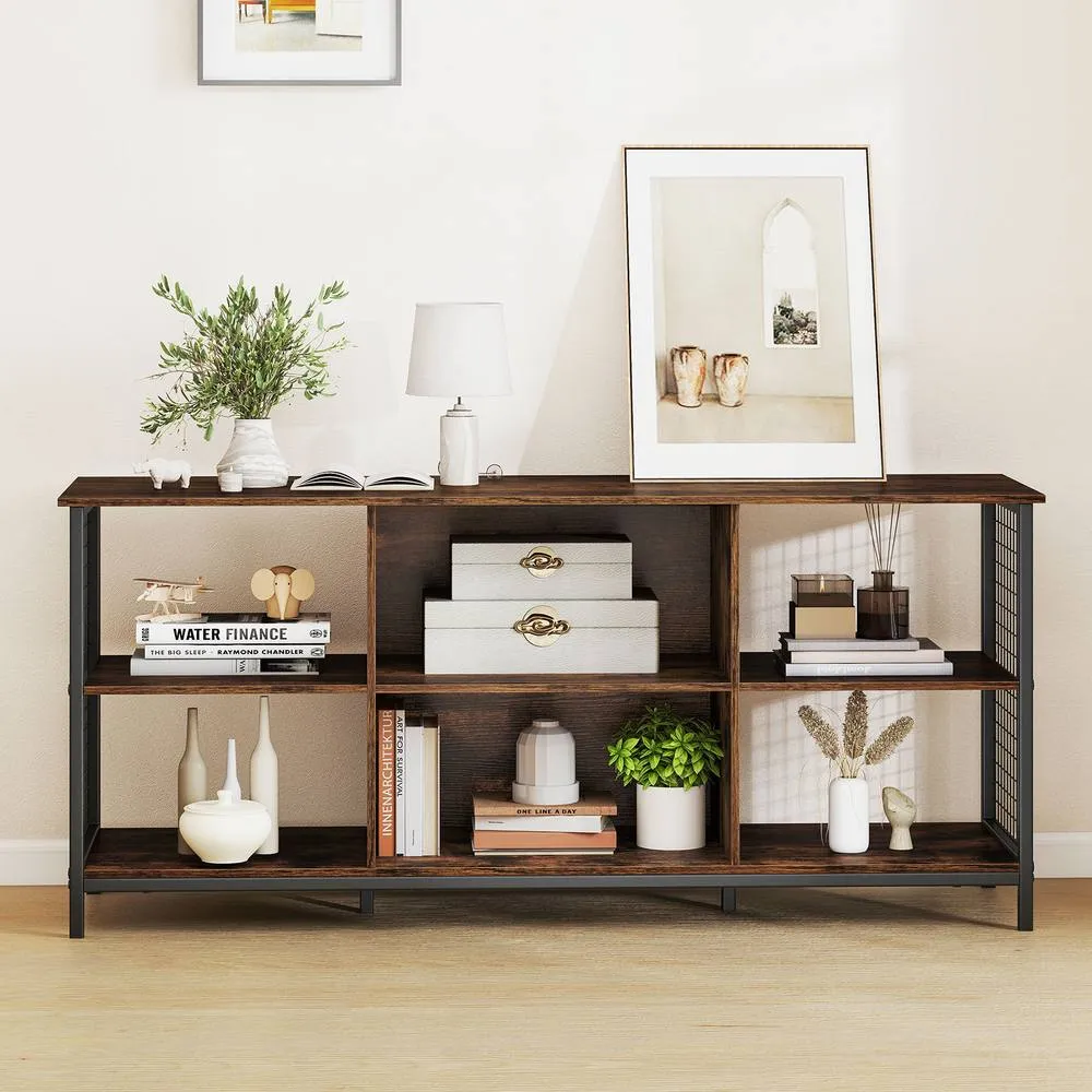 Costway TV Stand for 65" TVs 3-tier Entertainment Center in Brown