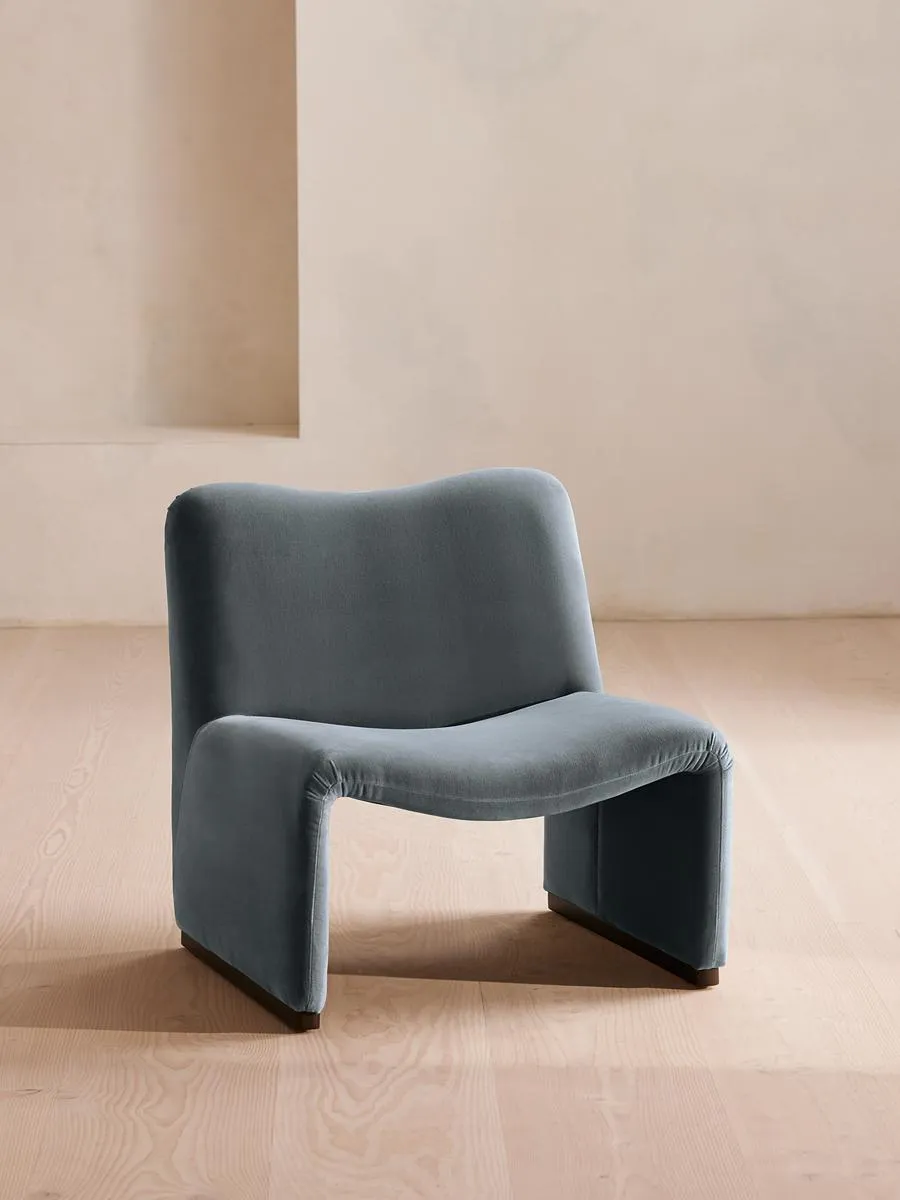 Lovett Armchair, Velvet, Grey Blue
