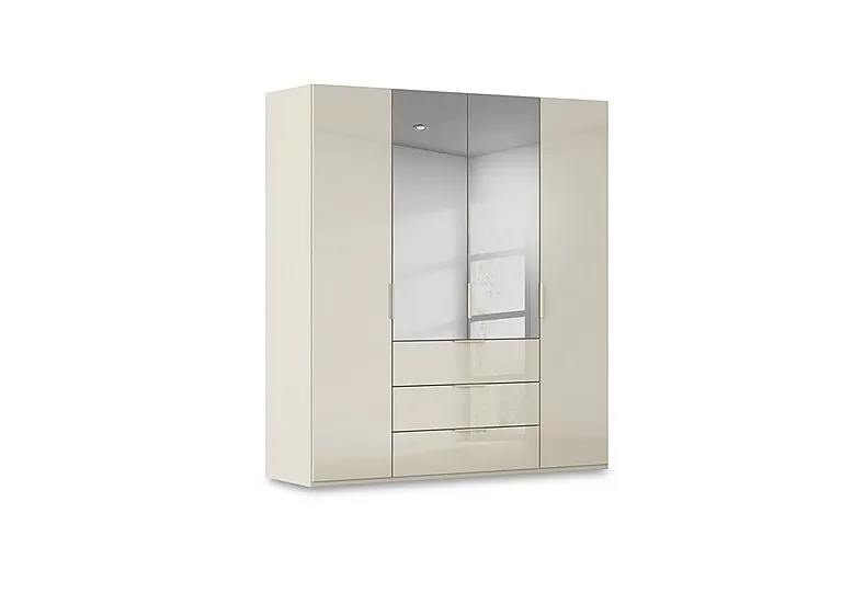 Haven 201cm 4 Door Combi Wardrobe with 2 Glass and 2 Mirror Doors
