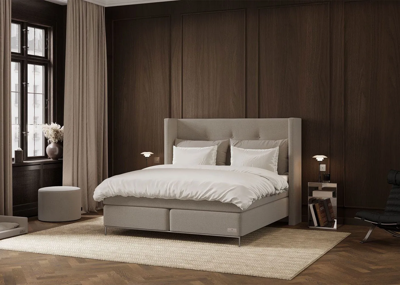Carpe Diem Beds Sando Bed Set Super King Medium Lux Topper Brass Skargaard Headboard Zaragoza Eggshell 3