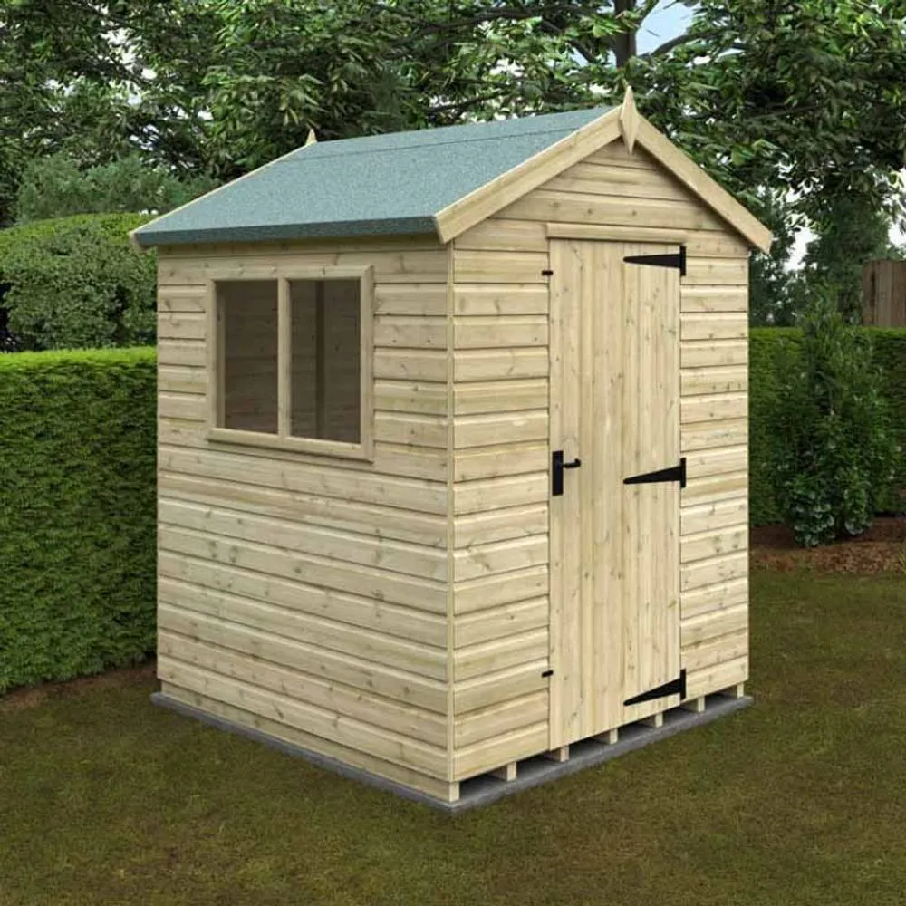 Buttercup Farm 6 x 6 Feet Apex Premier 16mm Shed - Solid Wood/Softwood/Pine in Natural 2