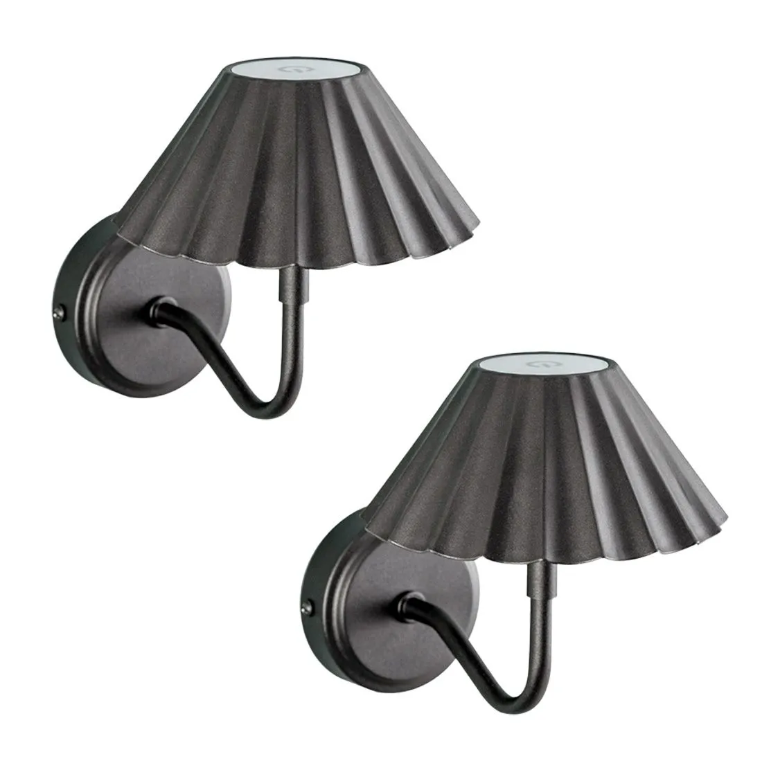 ValueLights Avery Set of 2 Rechargeable Easy Fit Wall Light Fittings in Black 2