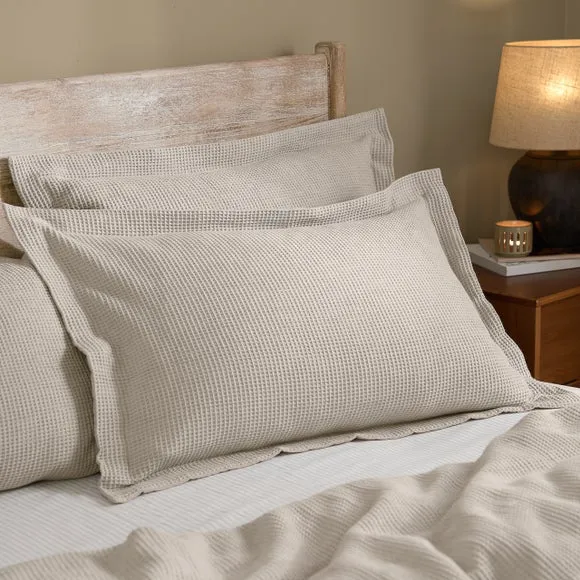 Yard Hebden Waffle 100% Cotton Standard Pillowcase Pair