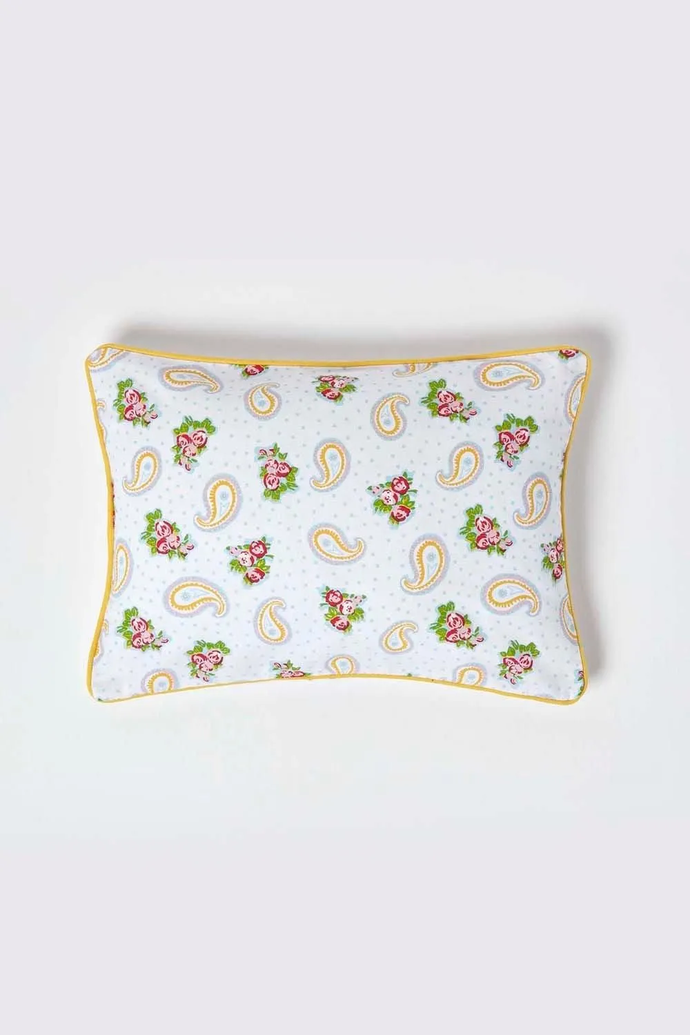 Homescapes Cotton Paisley & Dots Cushion Cover in White 3