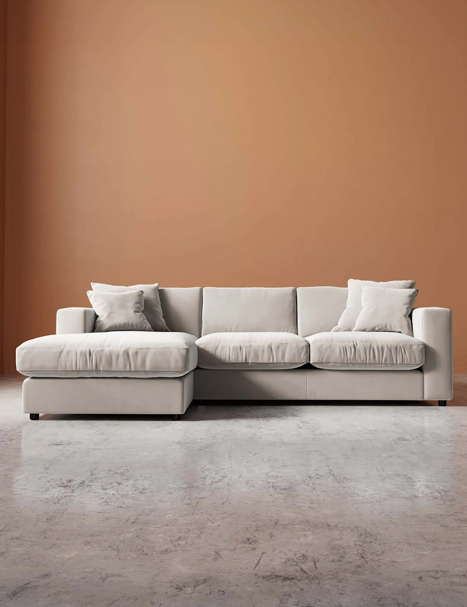 Swoon Crushed Velvet Left Corner Sofa Cream