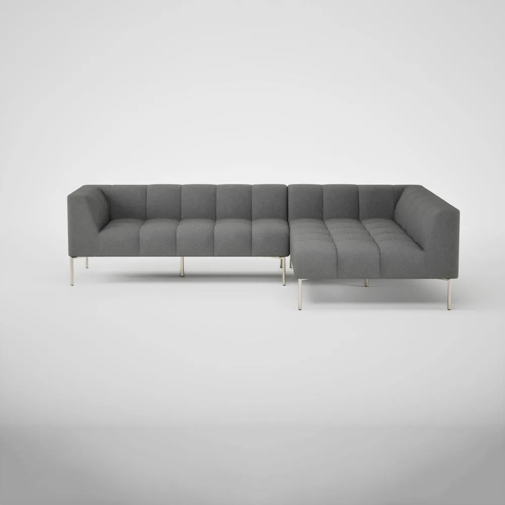 Heal's Quadro Right Hand Facing Chase Sofa St Moritz Wool 157 Stainless Steel Feet 2