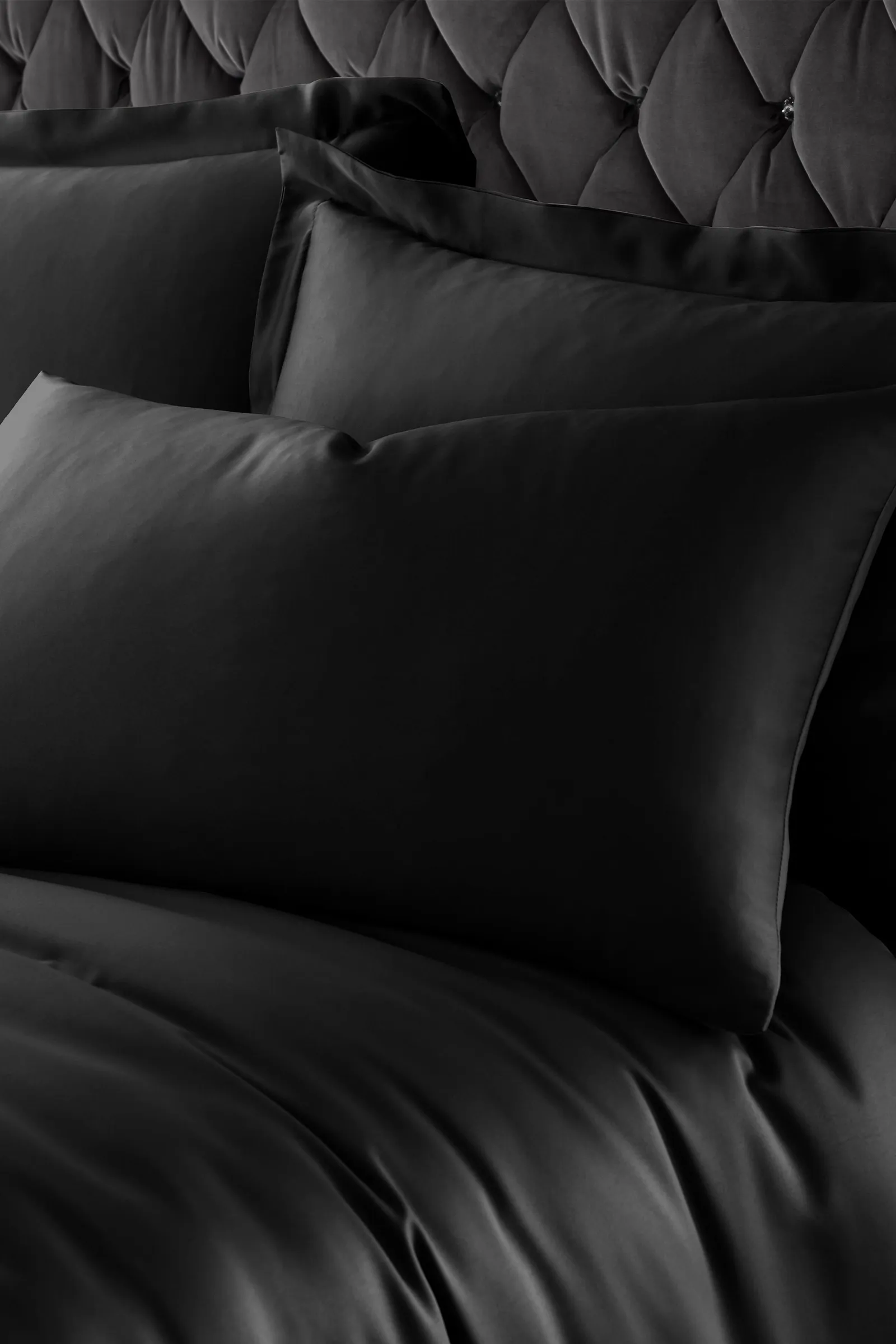 Catherine Lansfield 'Silky Soft Satin' Standard Pillowcase Pair in Black 1