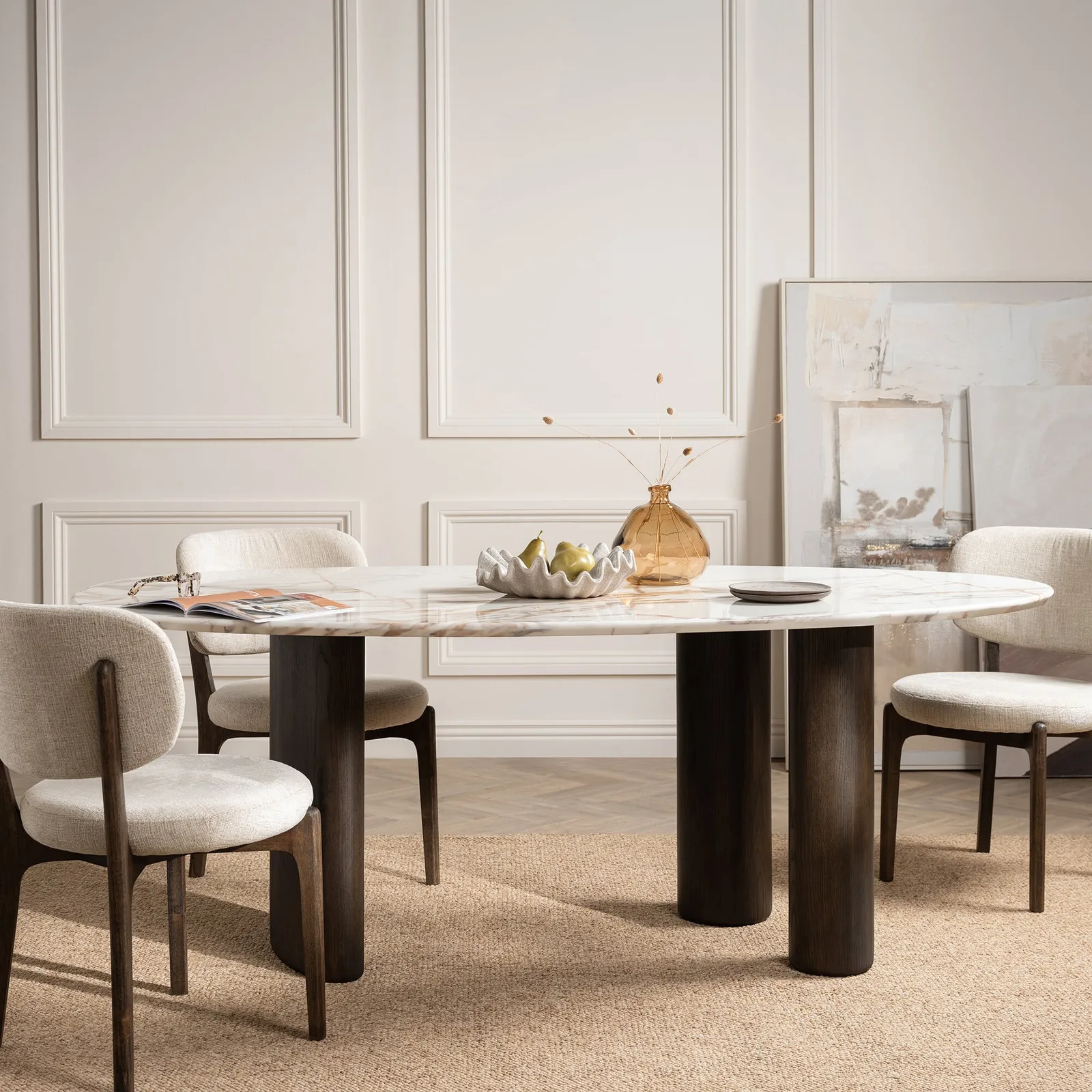 Nord Dining Table-9Mm Ceramic Marble Effect, Round, White | Barker & Stonehouse 2