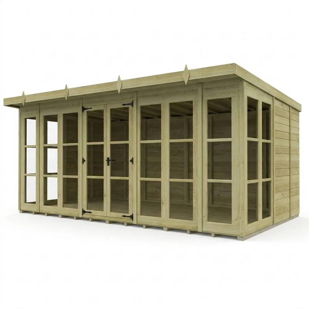 Buttercup Farm 16ft x 9ft Georgian Pent Summer House - Pressure Treated Timber in Brown