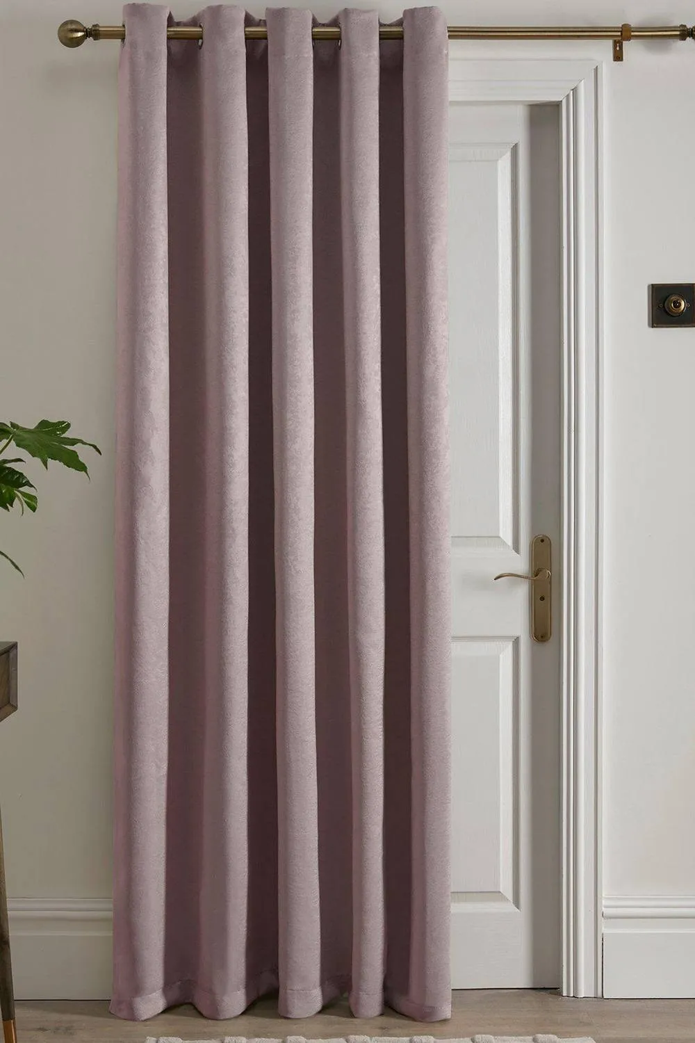 Fusion 'Strata' Dim out woven Eyelet Single Panel Door Curtain in Light Pink
