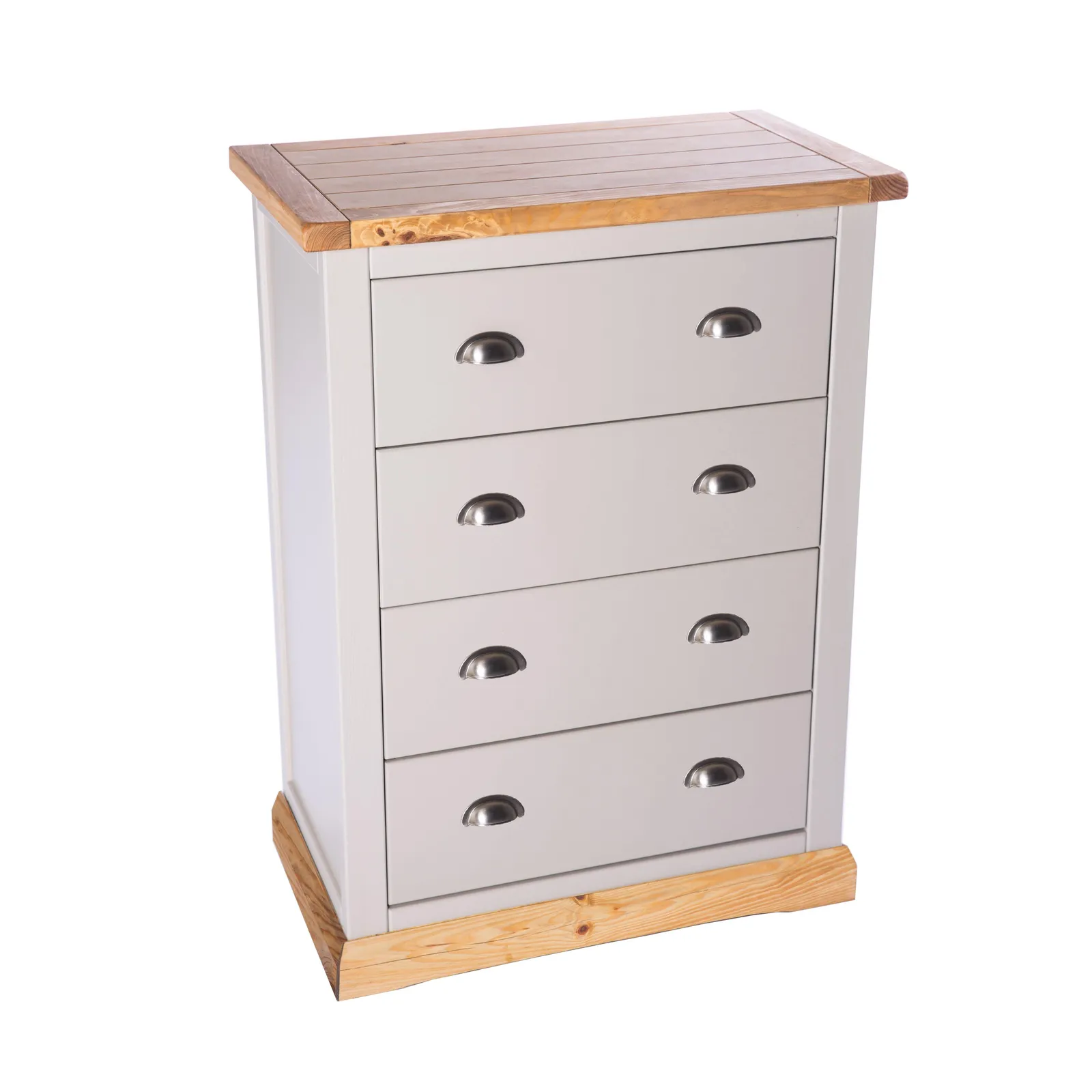 Cabinet Bits Bomporto 4 Drawer Chest of Drawers Chrome Cup Handle in Light Grey 5