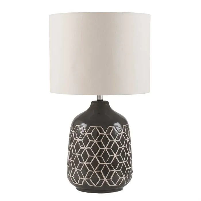 Geo Ceramic Table Lamp, Dark Grey