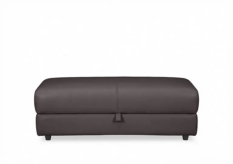 Nest Large NC Leather Storage Footstool - Dark Chocolate