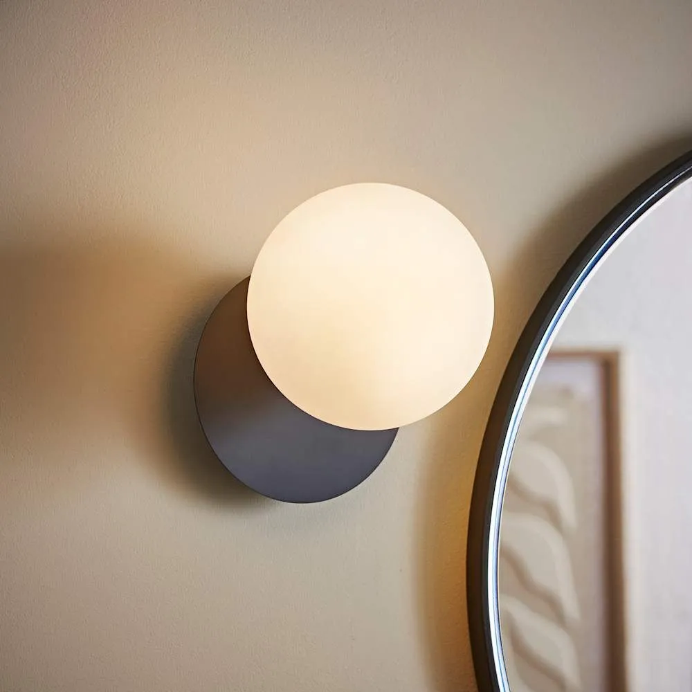 ValueLights Darla Pair of Frosted Globe IP44 Rated Bathroom Wall Lights in Dark Navy 2