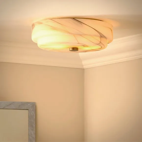Hotel Kimpton Alabaster Bathroom Flush Ceiling Light 2