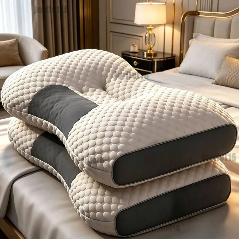 NESTLUNE 2 Ergonomic Memory Foam Pillows For Neck & Shoulder in White