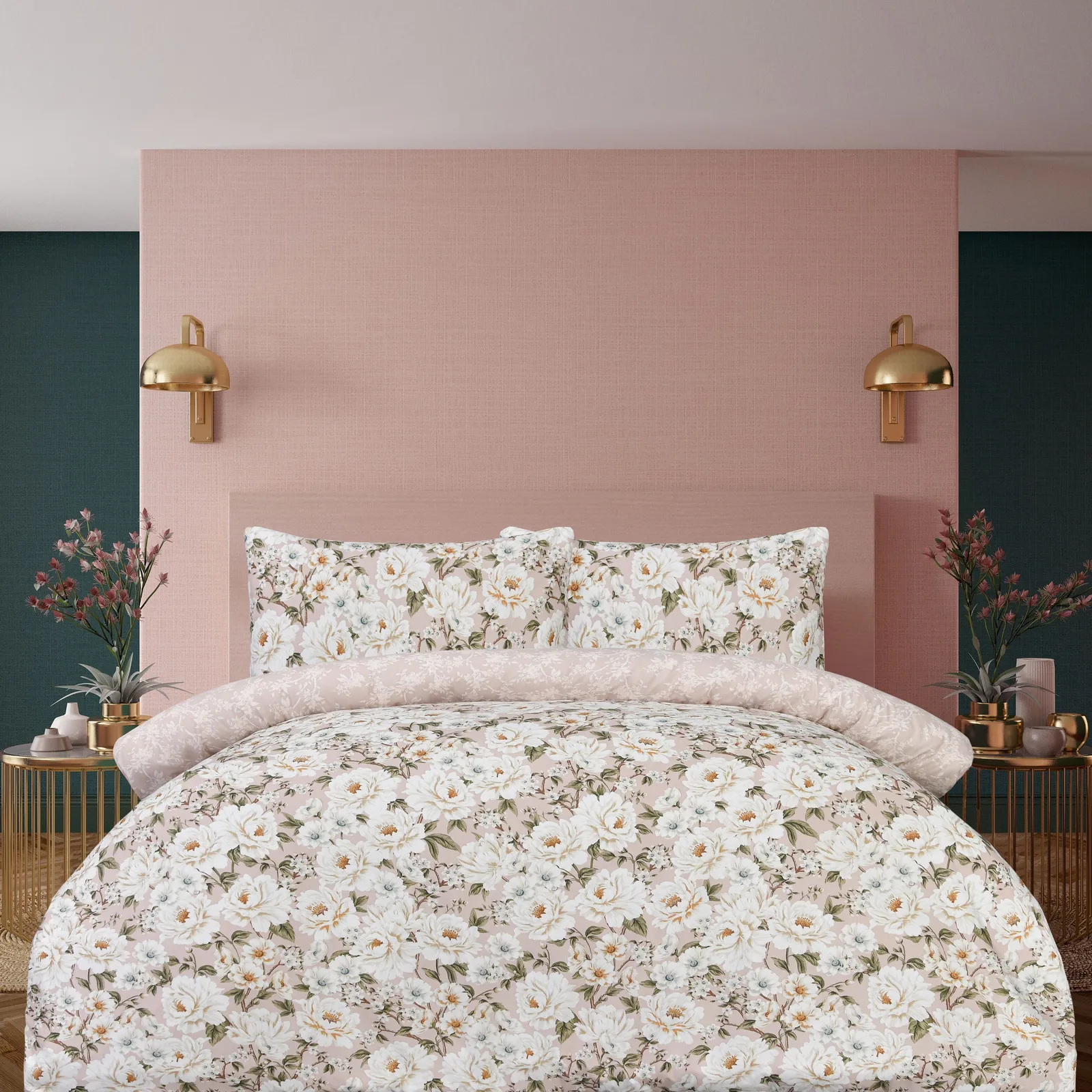 Smart LivingKing Elegant Blooms Duvet Set - Blush Pink, Pink