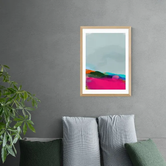 East End Prints Red Poppies Field Abstract III Framed Print 1