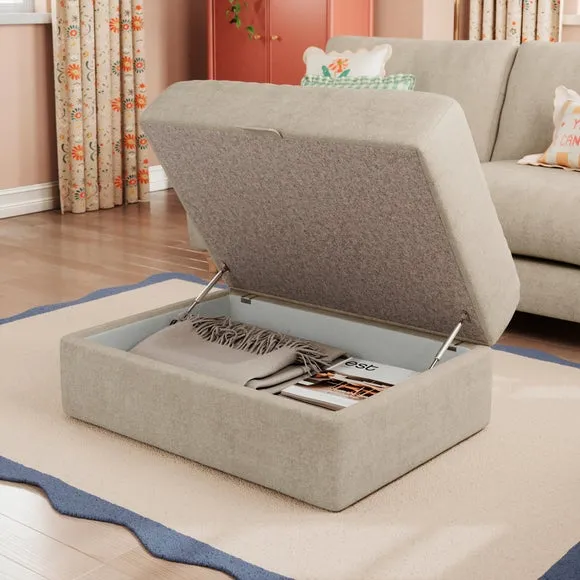 Hattie Tonal Plush Chenille Storage Footstool 5