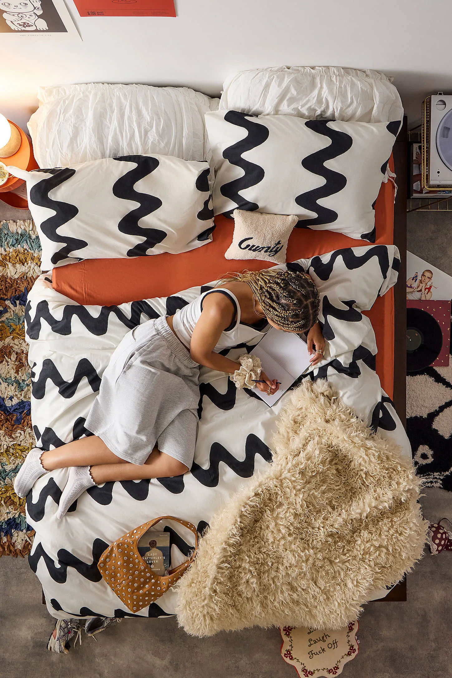 Big Wave Duvet Set - Black/White