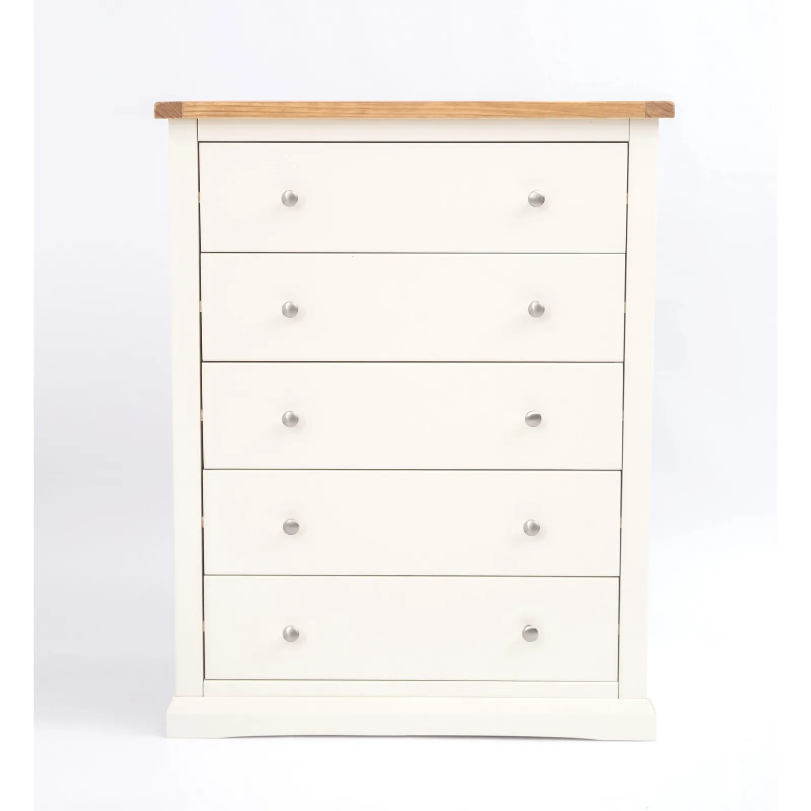 Cabinet Bits Castelli 5 Drawer Chest of Drawers Chrome Knob in Off-White