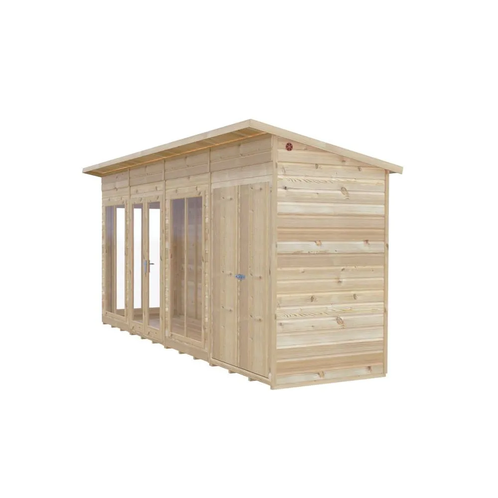 Shires Lela 16x4 Summerhouse including Storage - L125.8 x W476 x H229.9 cm in Light Brown 3
