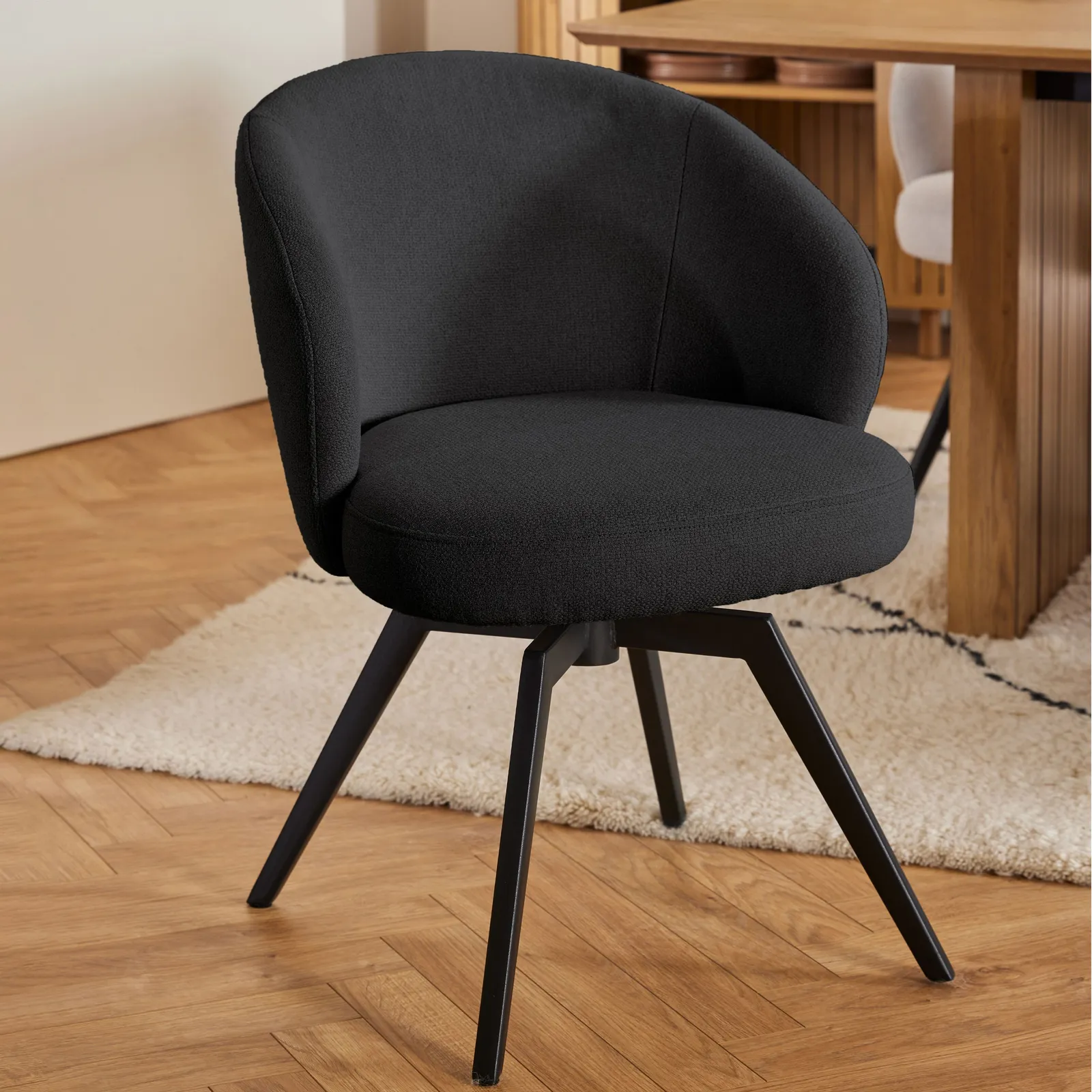 Furniture To Go Darlene Dining Chair with Armrest & Swivel Function in Black in Grey 6