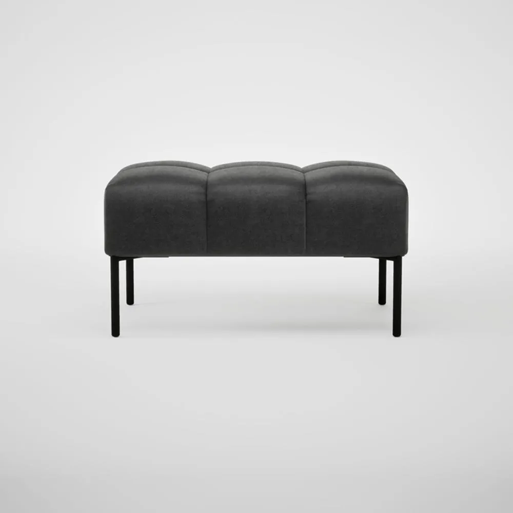 Heal's Quadro Ottoman Linea Leather Black 622 Black Feet 2