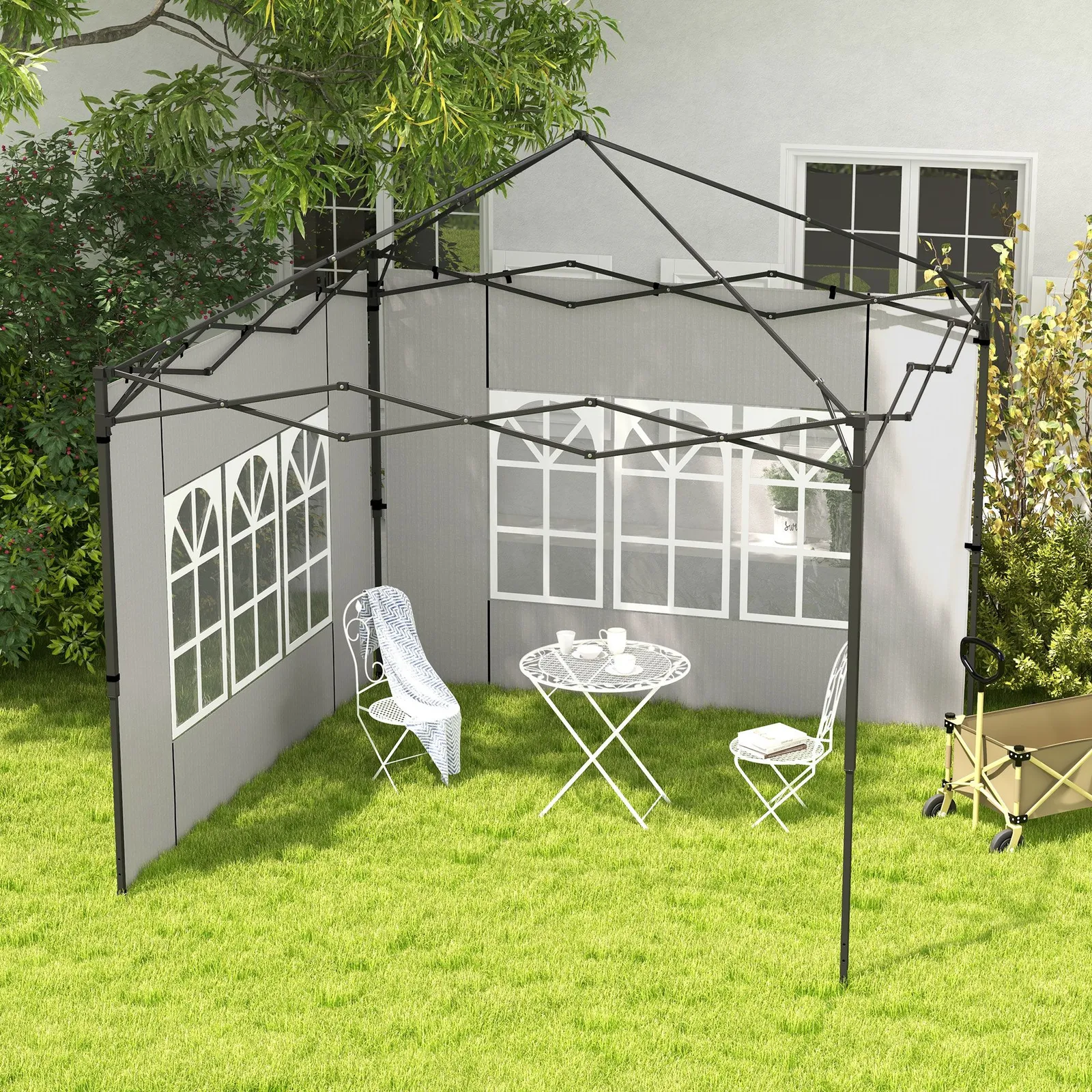 OUTSUNNY Gazebo Side Panels for 3x3(m) or 3x6m Gazebo Canopy, 2 Pack in White