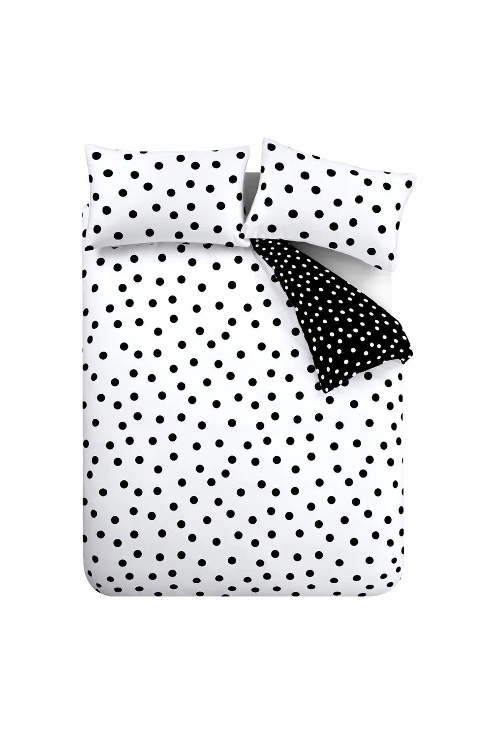Catherine Lansfield 'Polka Dot' Reversible Duvet Cover Set in Black 5