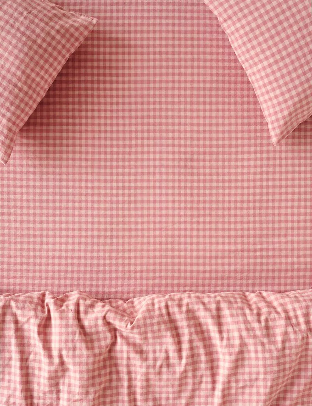 Piglet In Bed Linen Blend Gingham Fitted Sheet Pink