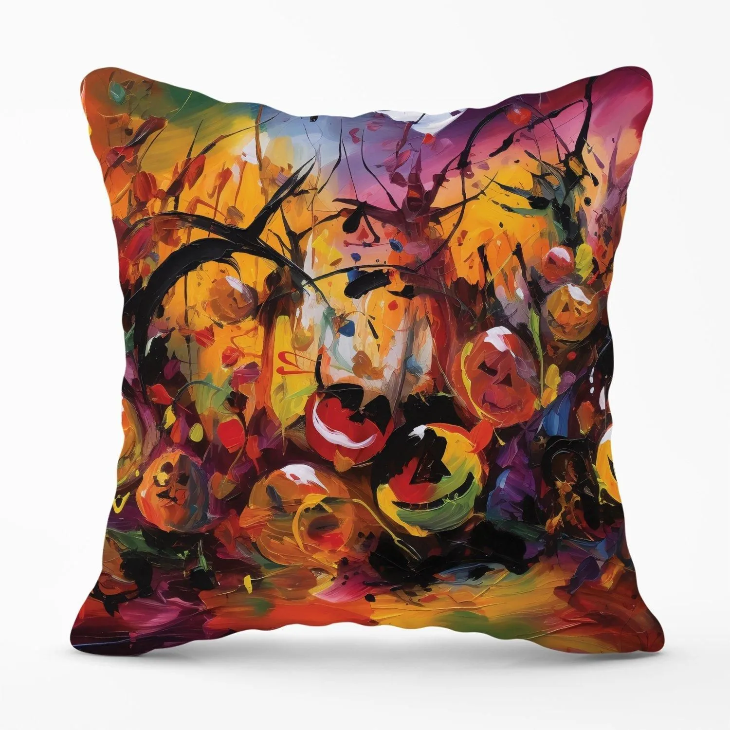 Warren Reed - Designer Abstract Halloween Painting Outdoor Cushion in Orange