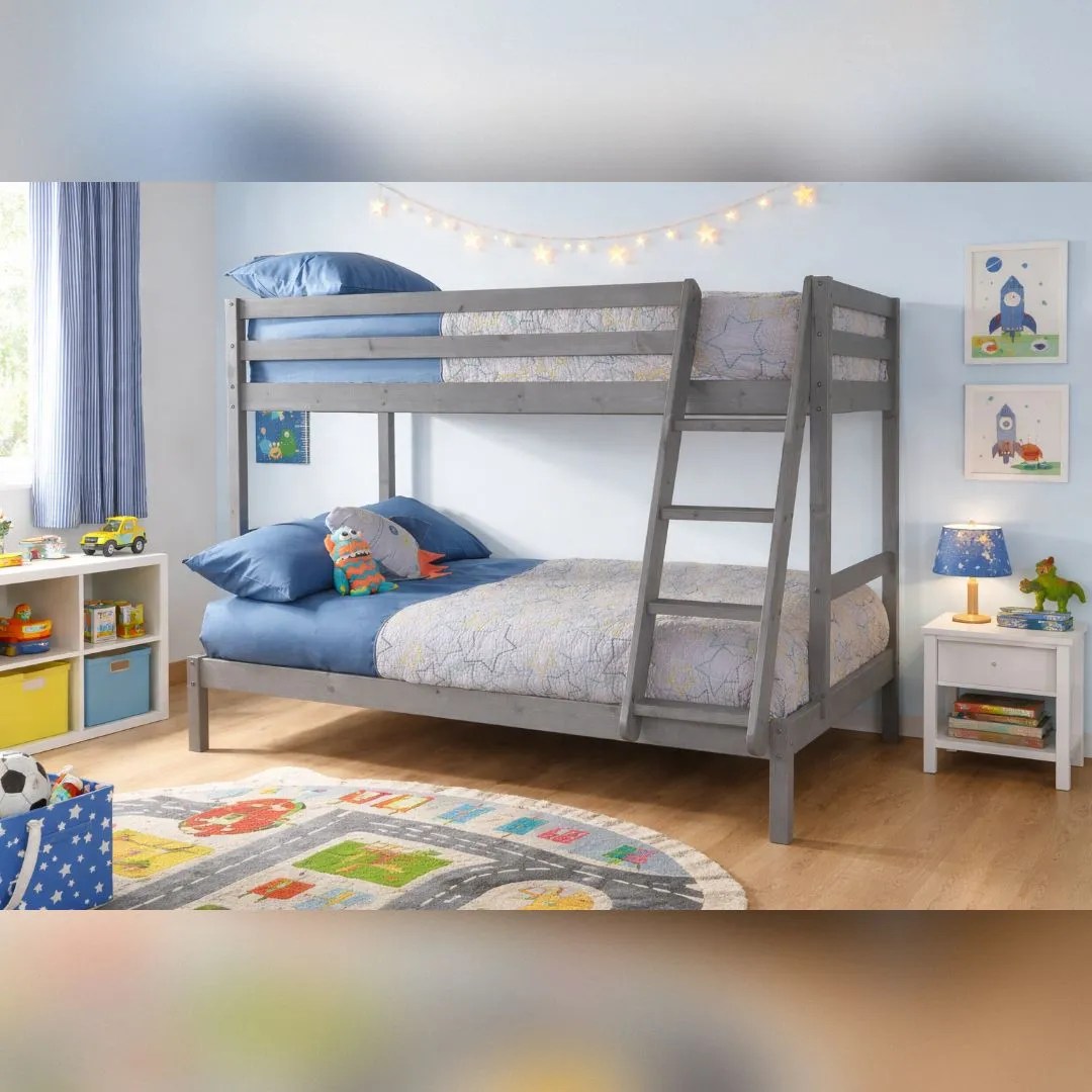 Comfy Living Ltd Wooden Triple Bunk 3ft/4ft In Various Colours in Grey
