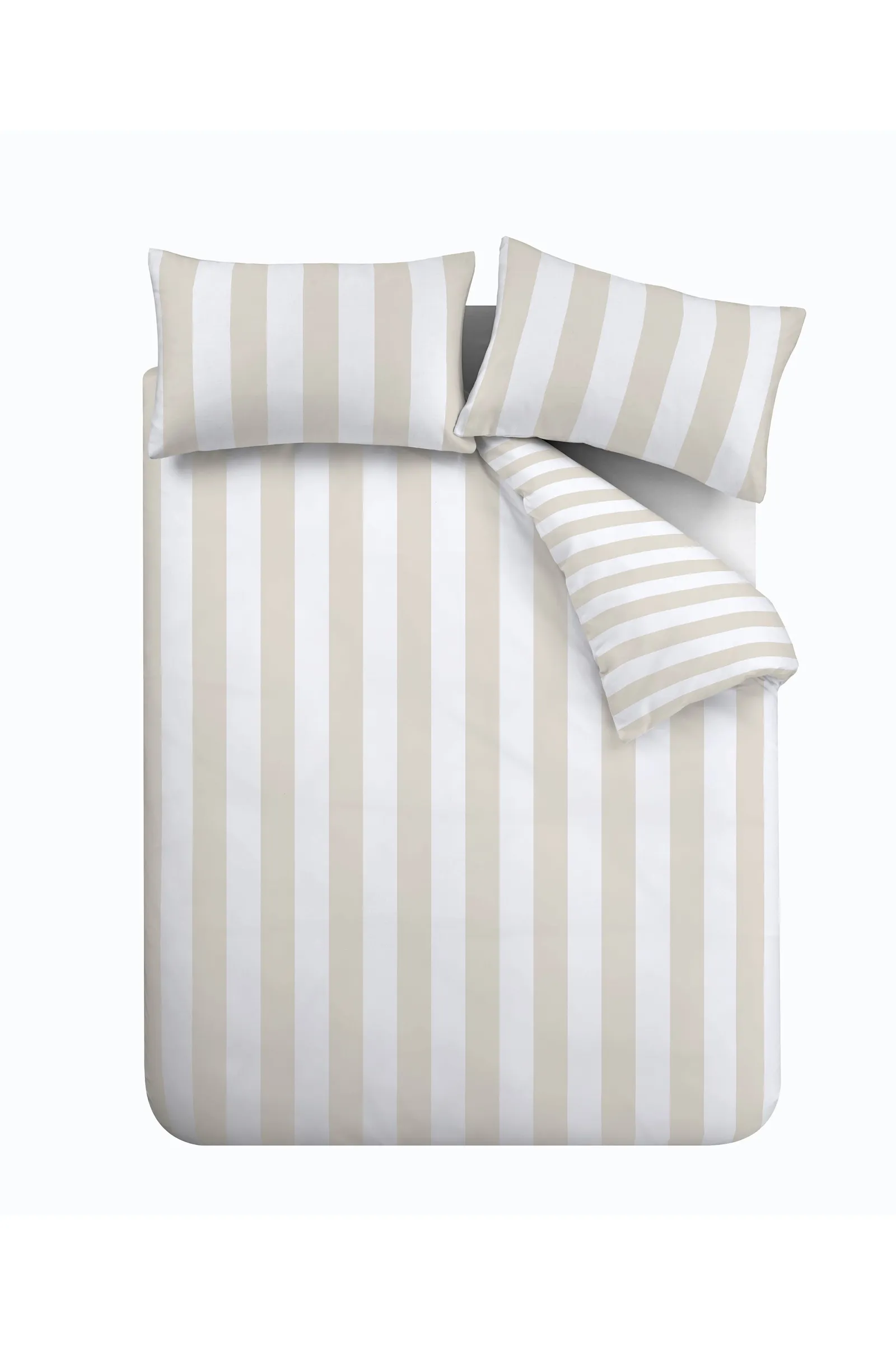 Catherine Lansfield 'Cove Stripe' Reversible Duvet Cover Set in Natural 5