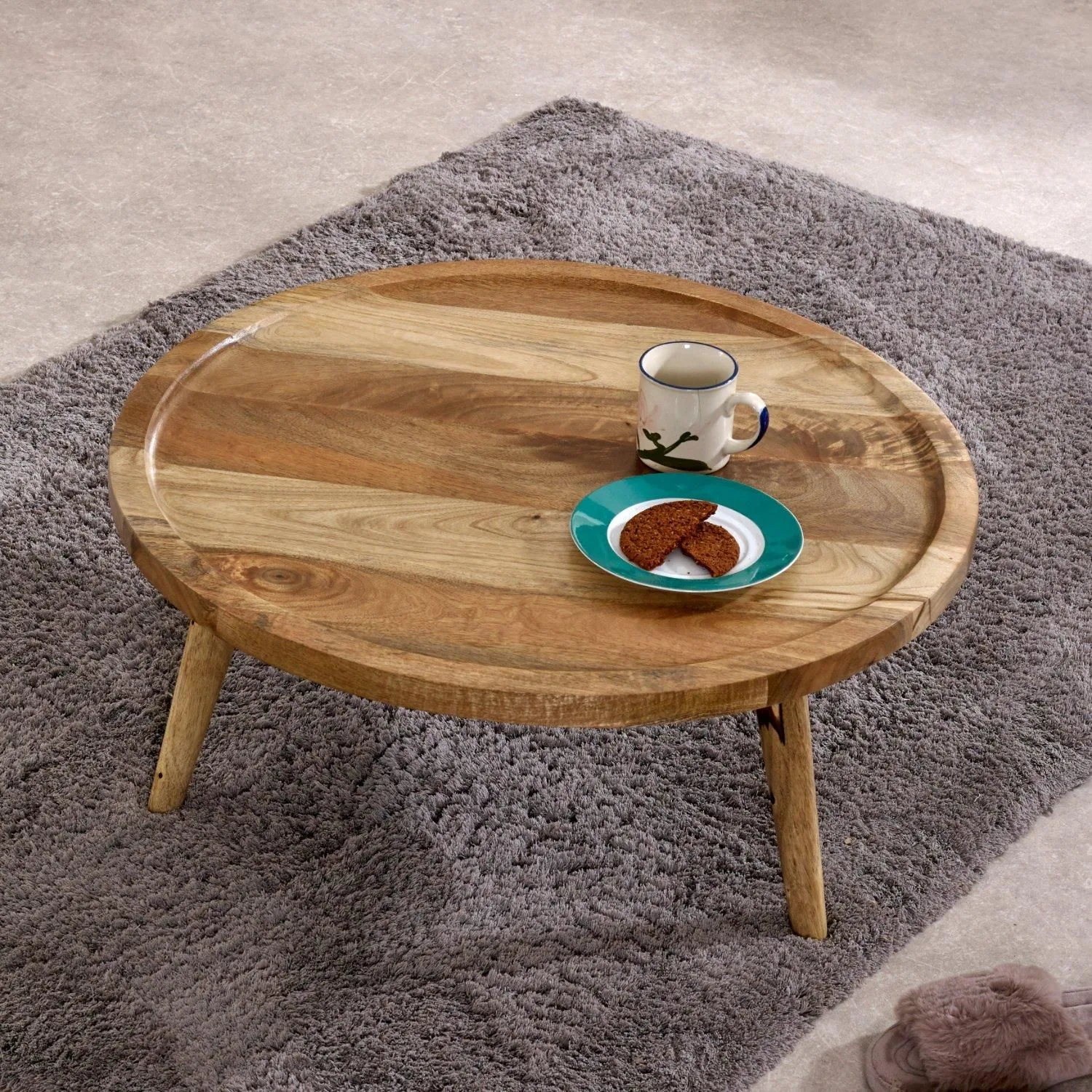 IH Design Ryley Light Mango Wood Round Low Coffee Table in Natural 2